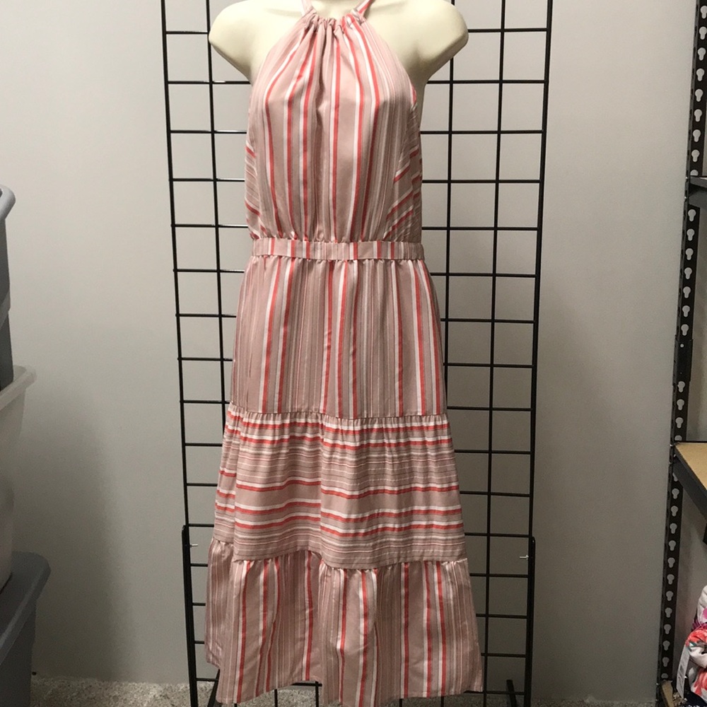 KAARI BLUE Coral Striped Halter Dress S, PL
